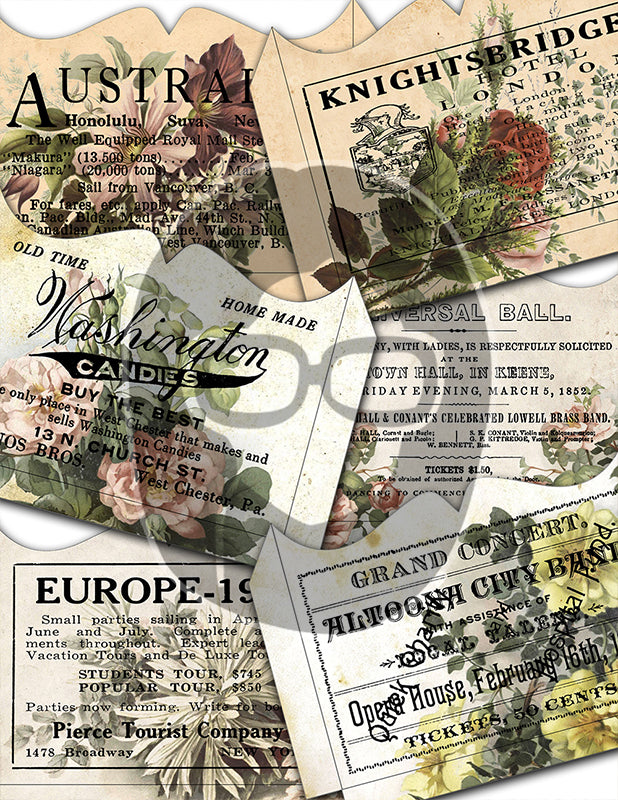 Junk Journal DIY Kit, Journaling Bundle #3 -31pg Digital Download- Vintage Ephemera, Printable Notecards, JPG Download, Pink Spring Flowers