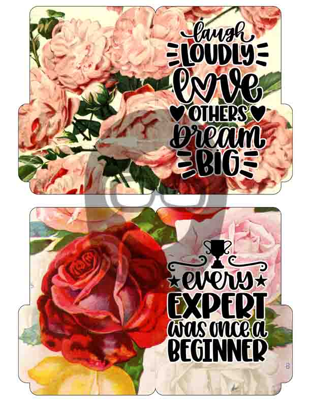 Motivational Phrases - Mini File Folder Set #15 - 9 Page Instant Download - floral short happy quotes, positivity, journaling cards