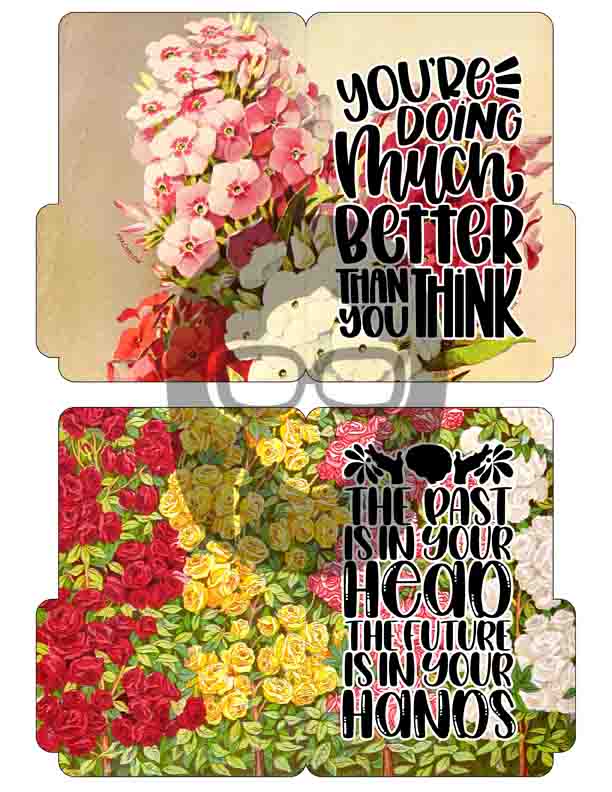 Motivational Phrases - Mini File Folder Set #15 - 9 Page Instant Download - floral short happy quotes, positivity, journaling cards