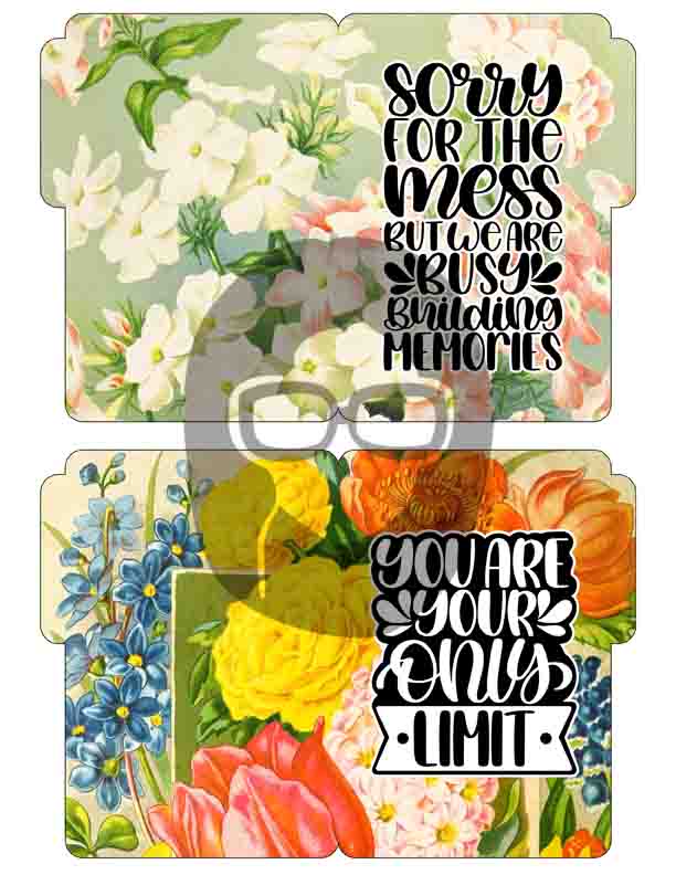 Motivational Phrases - Mini File Folder Set #15 - 9 Page Instant Download - floral short happy quotes, positivity, journaling cards