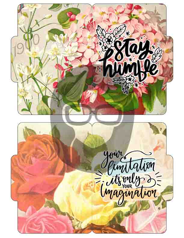 Motivational Phrases - Mini File Folder Set #15 - 9 Page Instant Download - floral short happy quotes, positivity, journaling cards