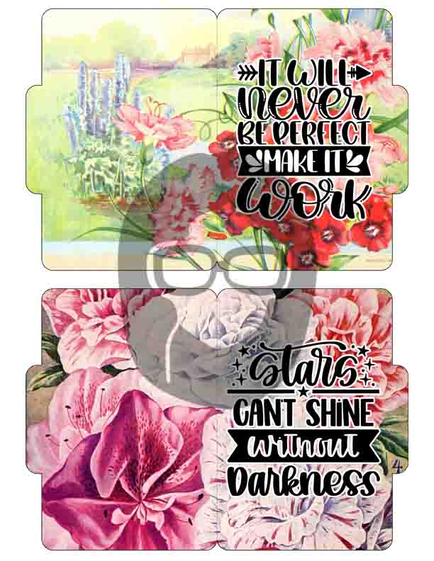 Motivational Phrases - Mini File Folder Set #15 - 9 Page Instant Download - floral short happy quotes, positivity, journaling cards