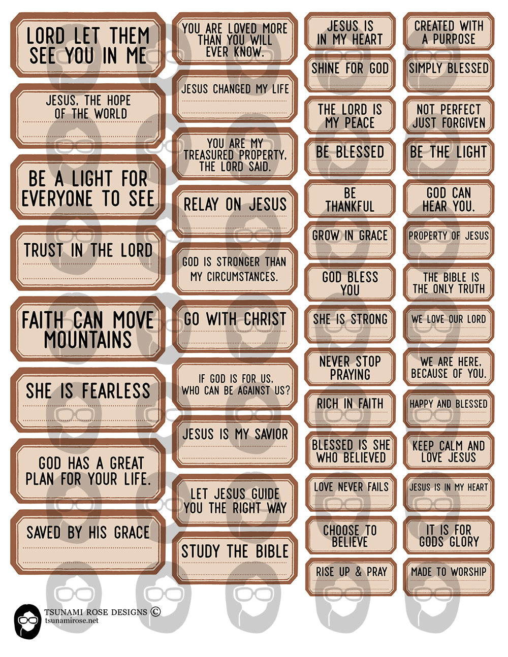 Junk Journal Labels, Faith Encouragement -4pg Digital Download- Scripture Sayings, Bible Verse Printable, Prayer Quotes, Christian Verses