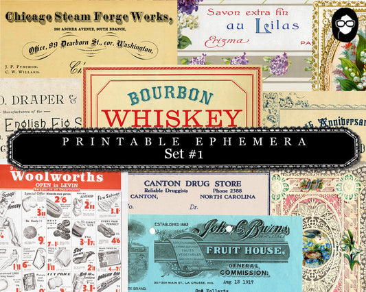 Paper Ephemera Kit - Set # 1 - 30 Page Instant Download - ephemera pack, ephemera kit, junk journal kit, journaling kit, digital collage