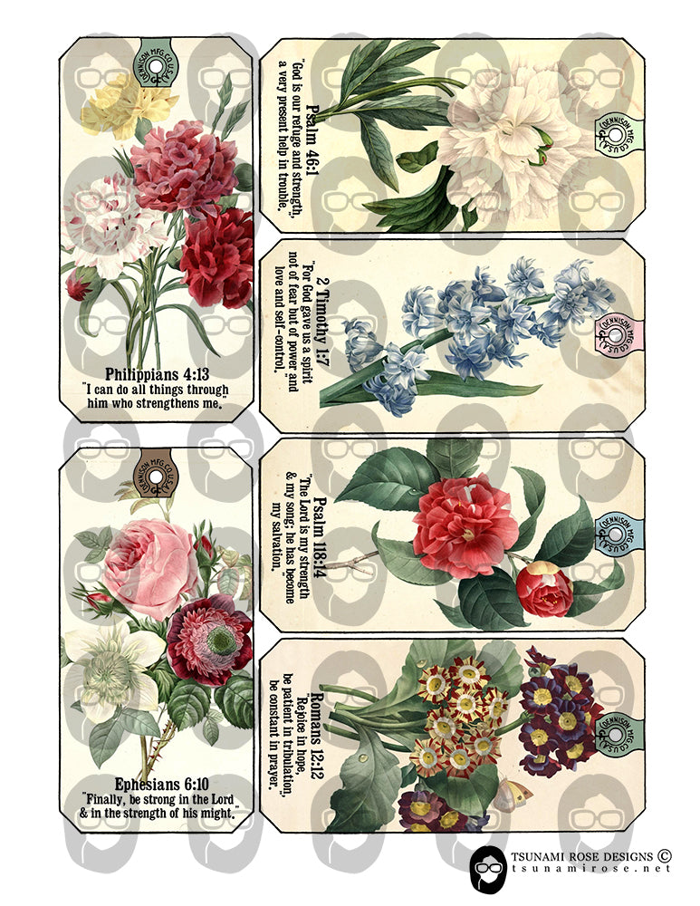 Junk Journal Tags, Bible Scripture Cards -3pg Digital Download- Prayer Quote, Christian Affirmations, Faith Inspired Kit, Religious Ephemera