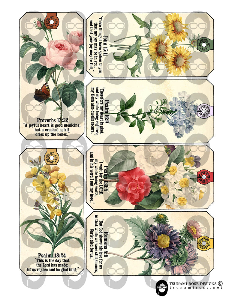 Junk Journal Tags, Bible Scripture Cards -3pg Digital Download- Prayer Quote, Christian Affirmations, Faith Inspired Kit, Religious Ephemera