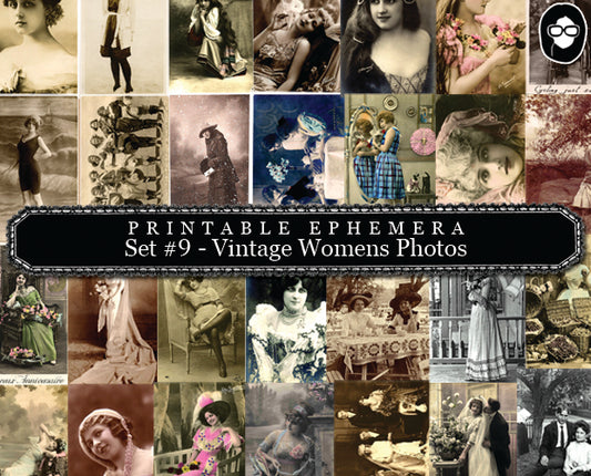 Ephemera Pack, Printable Ephemera Set # 9 - Vintage Womens Photos - 20 Page Instant Download, journaling kit, journal cards, journaling card