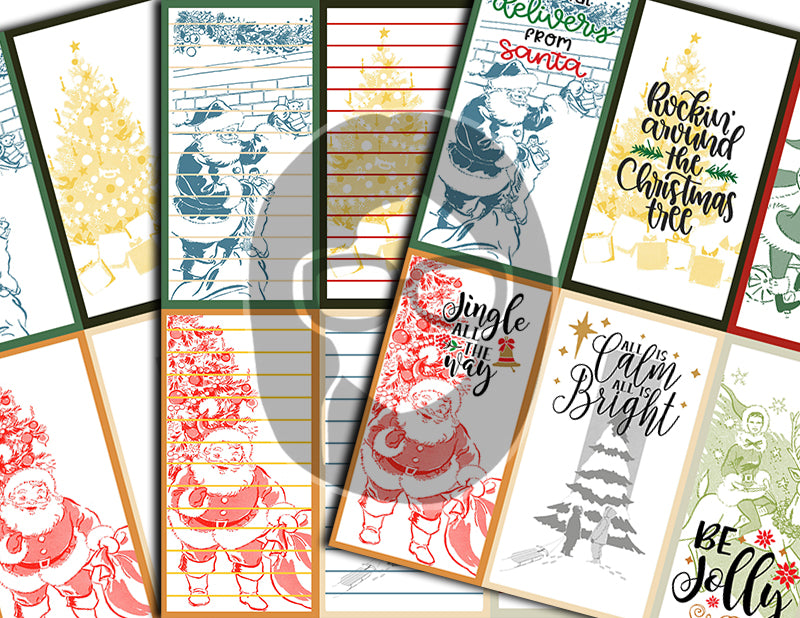 Journaling Spot Printables, Christmas Junk Journal Ephemera -18pg Digital Download- Christmas Quotes, Retro Santa,Vintage Winter,Lined Paper