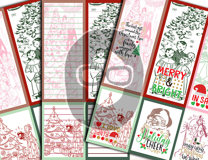 Journaling Spot Printables, Christmas Junk Journal Ephemera -18pg Digital Download- Christmas Quotes, Retro Santa,Vintage Winter,Lined Paper