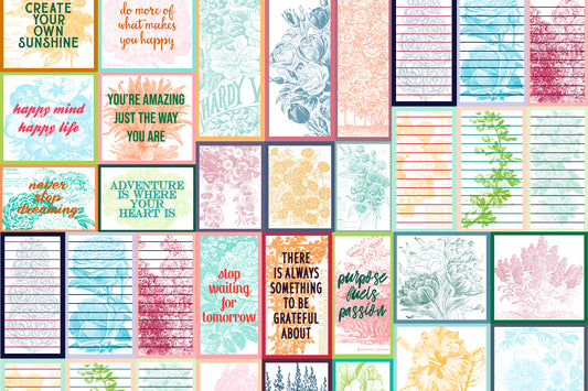 Junk Journal Quotes & Journal Spots - Set #1 - 18 Pg Instant Download - digital collage, digital journal kits, roses clipart floral