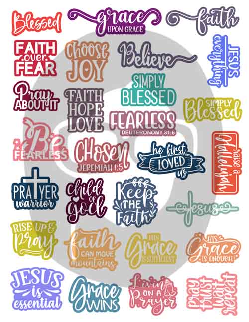 Bible Verse Quote, Christian Affirmations -4pg Digital Download- Scripture Sayings, Faith Encouragement, Religious Verses, Worship Clipart