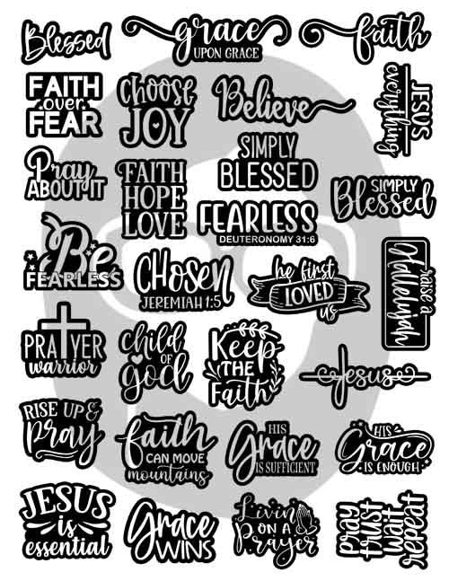 Bible Verse Quote, Christian Affirmations -4pg Digital Download- Scripture Sayings, Faith Encouragement, Religious Verses, Worship Clipart