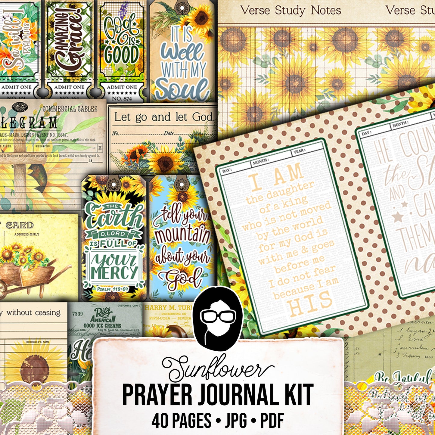 Christian Affirmations, Prayer Kit -40pg Digital Download- Faith Journal, Religious Verses, Scripture Encouragement Card, Jesus Junk Journal