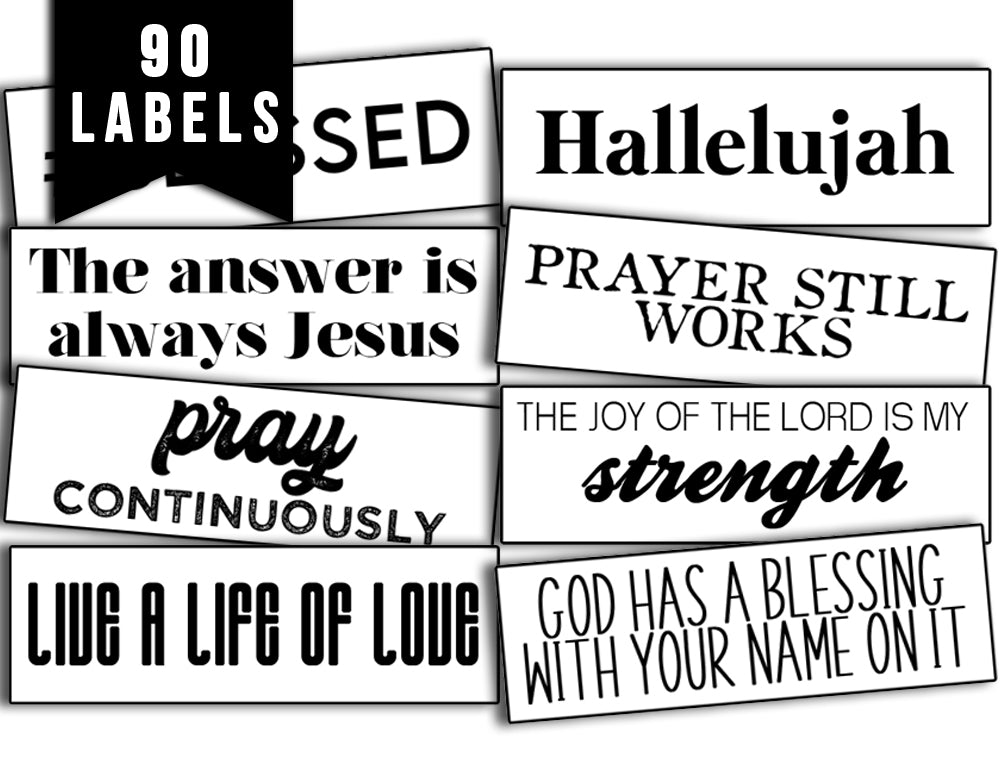 Junk Journal Labels, Faith Encouragement -2pg Digital Download- Scripture Sayings, Bible Verse Printable, Prayer Quotes, Christian Verses