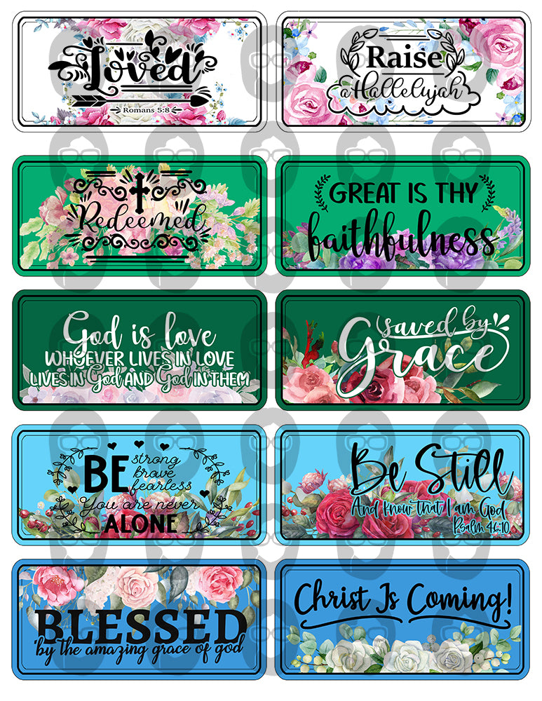Junk Journal Labels, Faith Encouragement -10pg Digital Download- Scripture Sayings, Bible Verse Printable, Prayer Quotes, Christian Verses