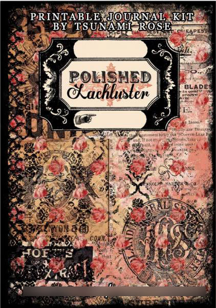 Grungy Pages Digital – Polished Lackluster - 25 Journal Pages, grungy digital pages, lined notebook, floral journals, journaling pages