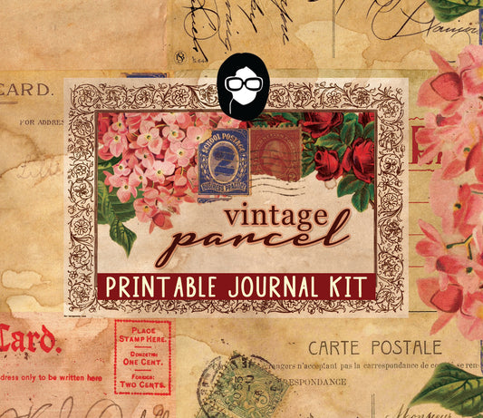 Writing Journals - Vintage Parcel - 26 Journal Pages, digital paper packs, grungy pages digital, lined notebook, digital journal kit